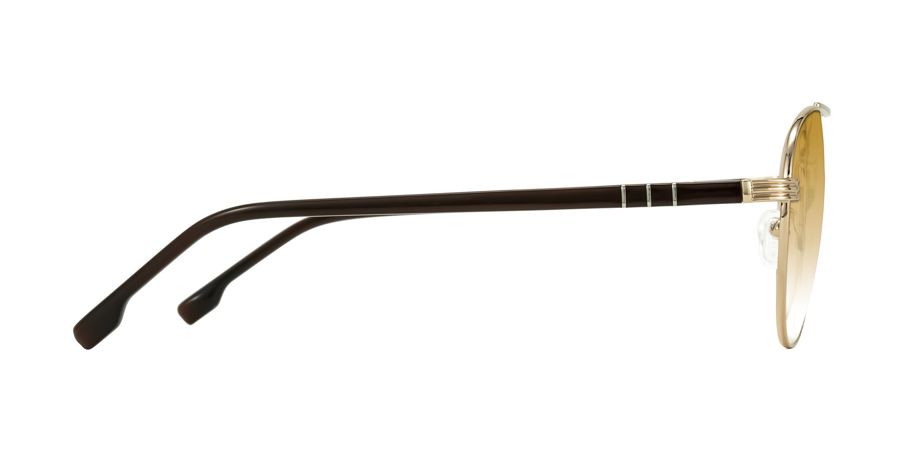 Side of Aimo in Gold/Dark Brown with Champagne Gradient Lenses