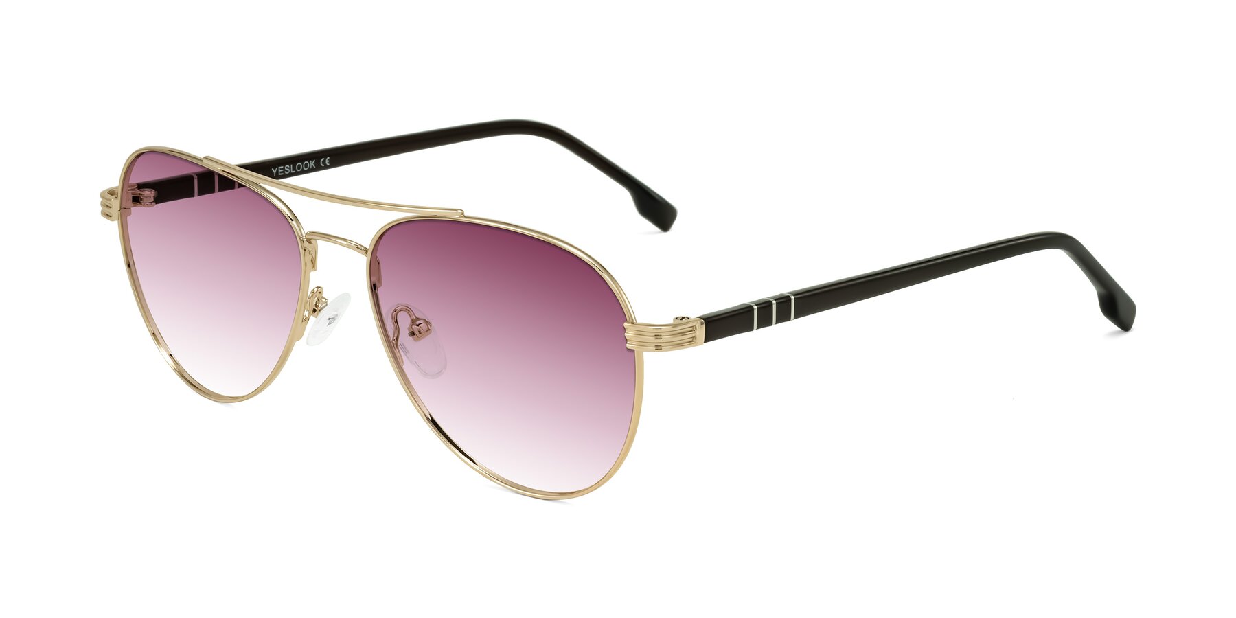 Angle of Aimo in Gold/Dark Brown with Wine Gradient Lenses