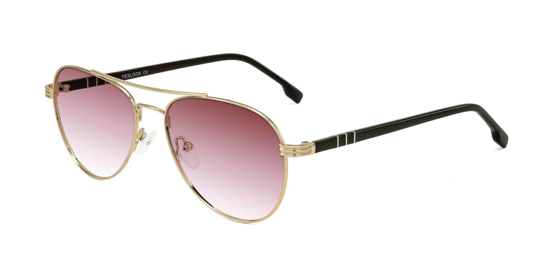 Angle of Aimo in Gold/Dark Brown with Garnet Gradient Lenses