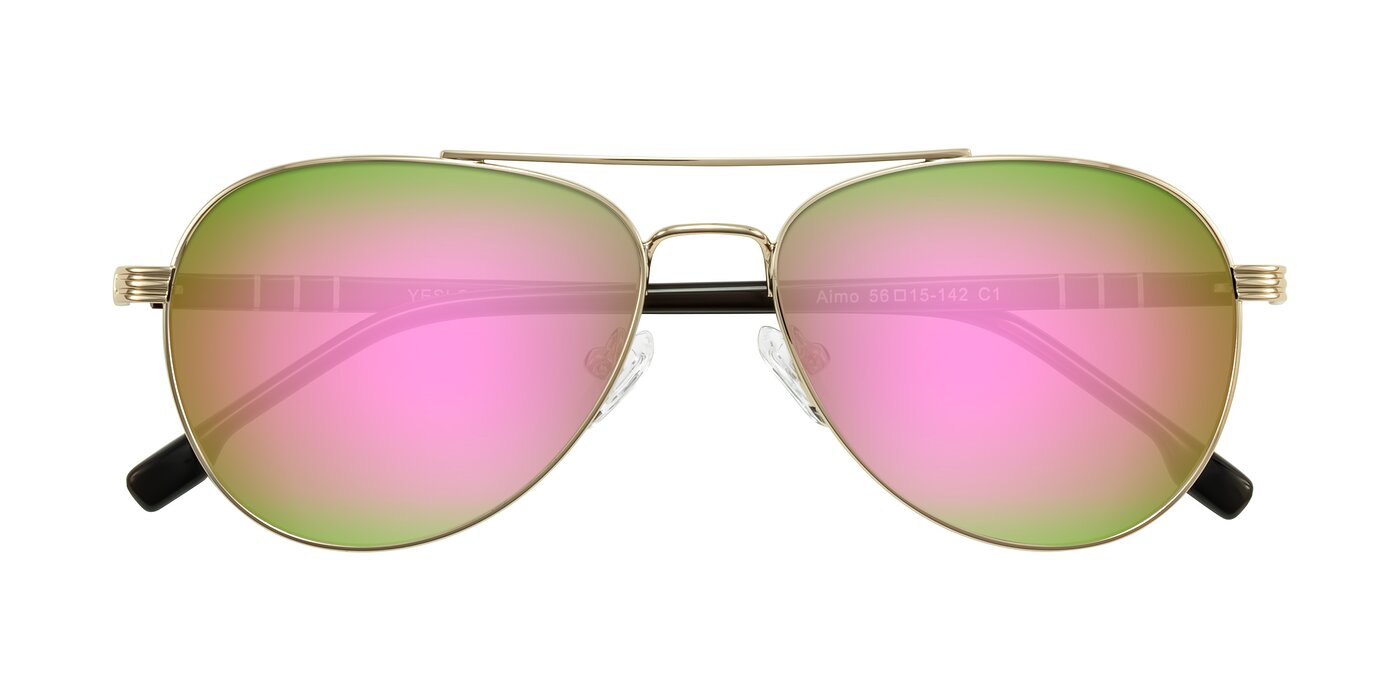 Aimo - Gold/Dark Brown Flash Mirrored Sunglasses