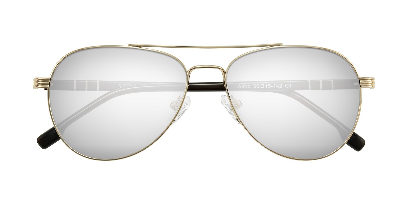 Aimo - Gold/Dark Brown Flash Mirrored Sunglasses