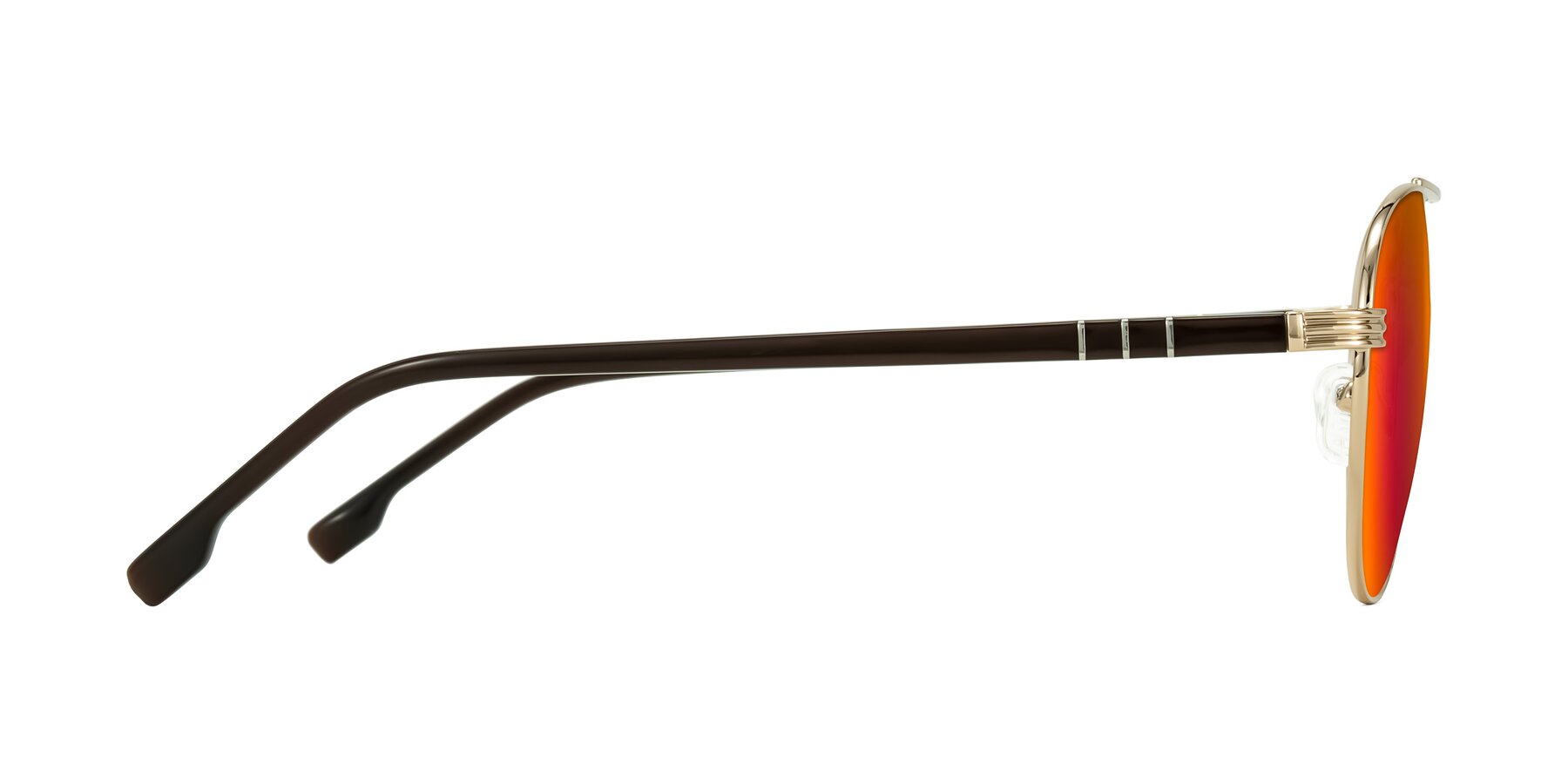 Side of Aimo in Gold/Dark Brown with Red Gold Mirrored Lenses