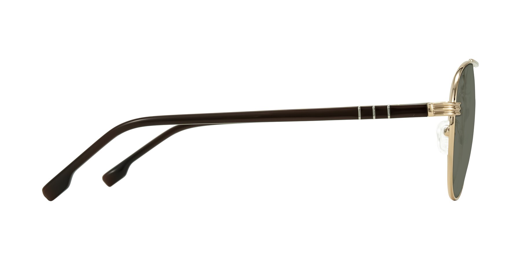 Side of Aimo in Gold/Dark Brown with Gray Polarized Lenses