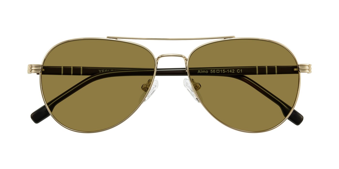 Aimo - Gold/Dark Brown Polarized Sunglasses