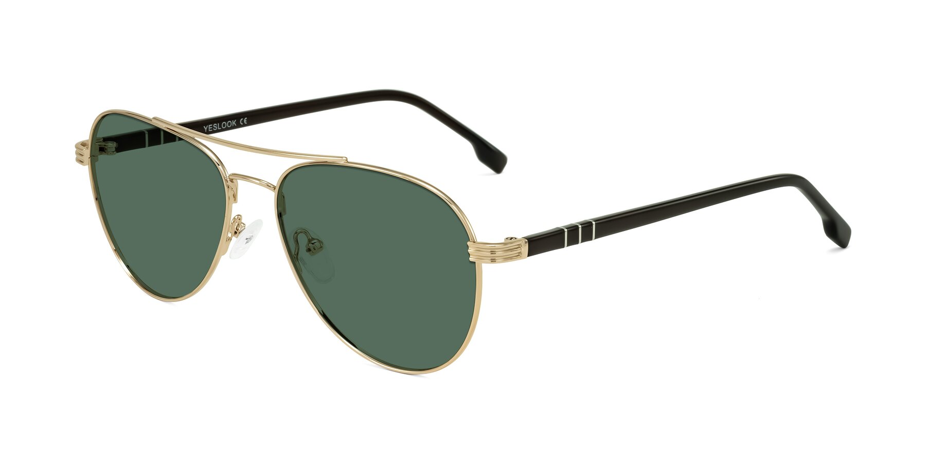 Angle of Aimo in Gold/Dark Brown with Green Polarized Lenses