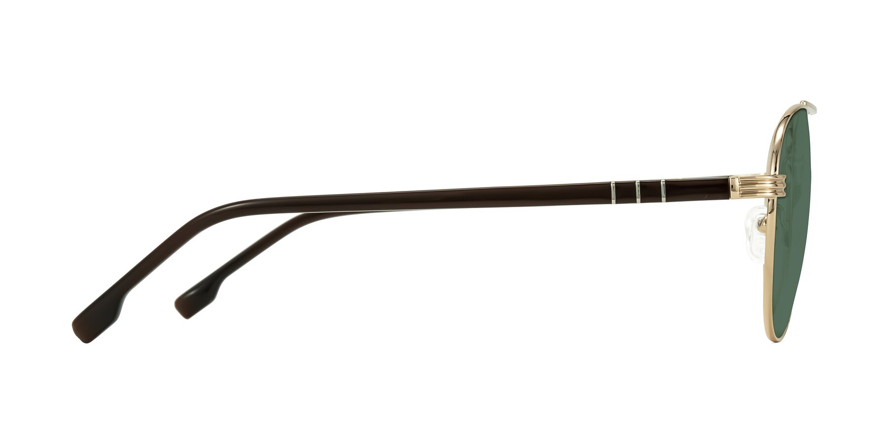 Side of Aimo in Gold/Dark Brown with Green Polarized Lenses