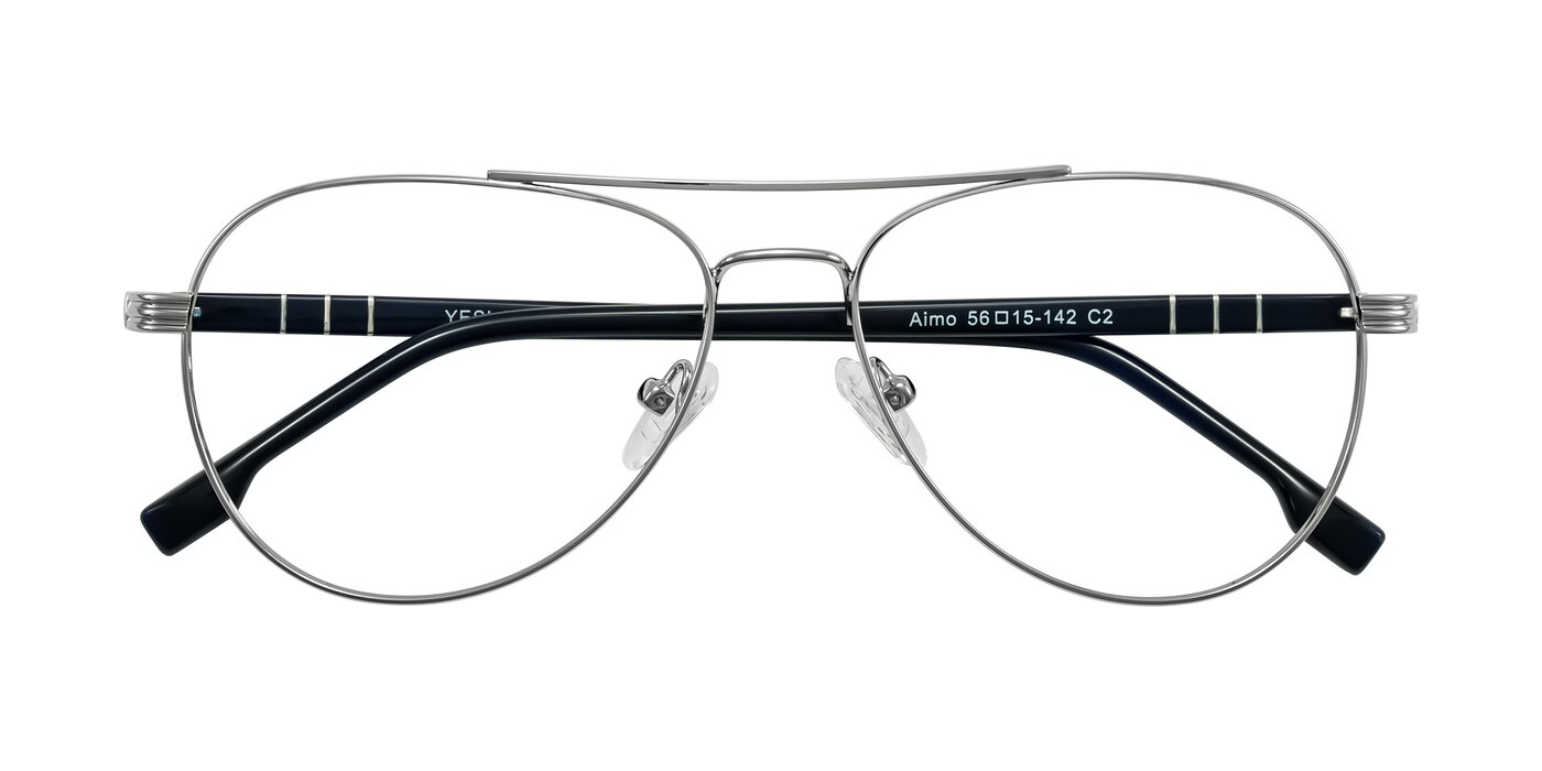 Aimo - Silver/Dark Blue Eyeglasses