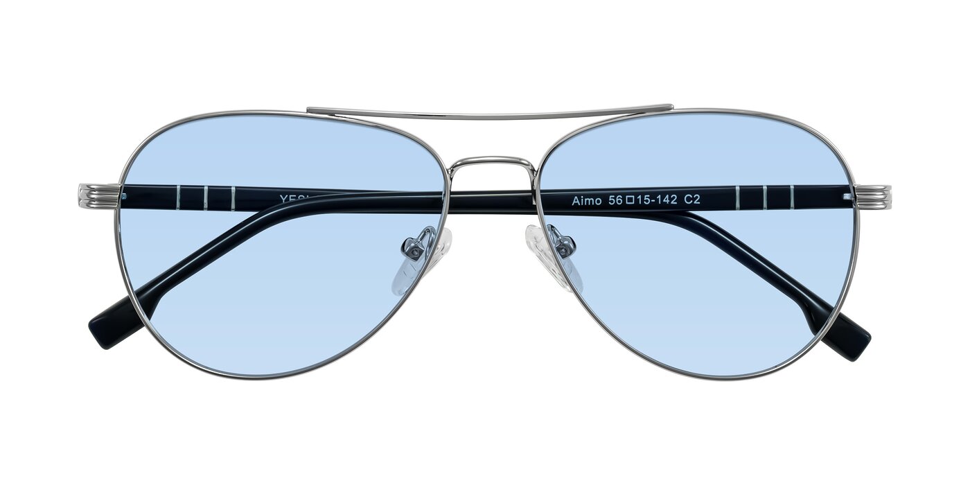 Aimo - Silver/Dark Blue Tinted Sunglasses