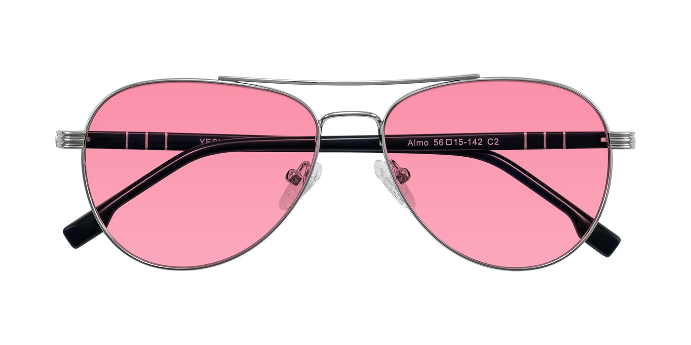 Aimo - Silver/Dark Blue Tinted Sunglasses