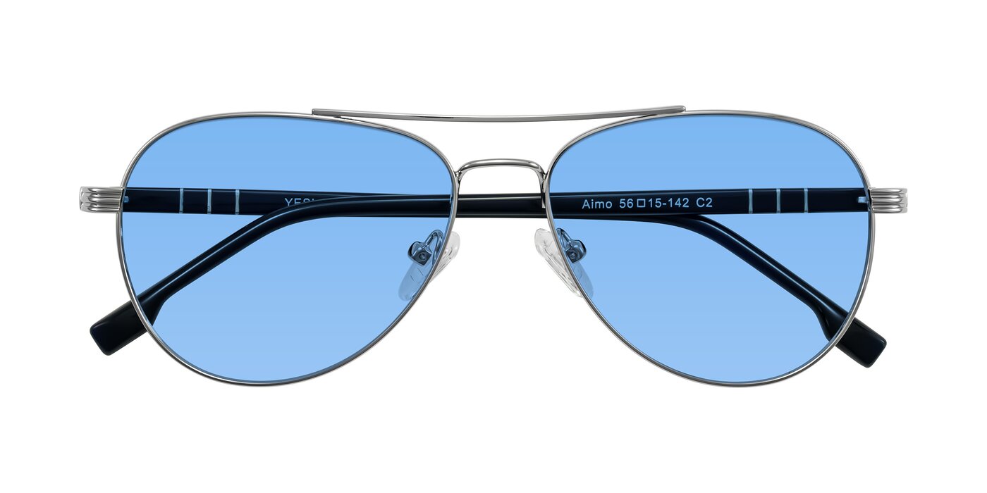 Aimo - Silver/Dark Blue Tinted Sunglasses