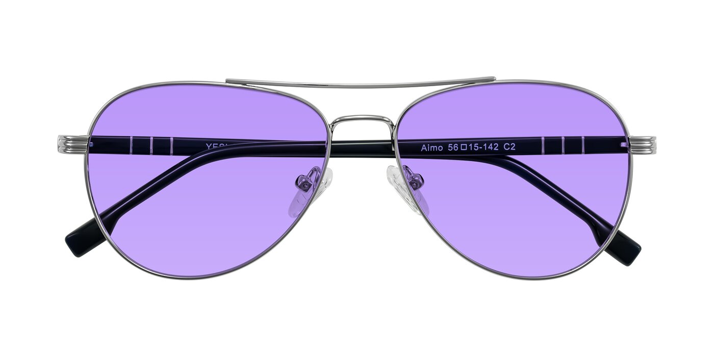 Aimo - Silver/Dark Blue Tinted Sunglasses