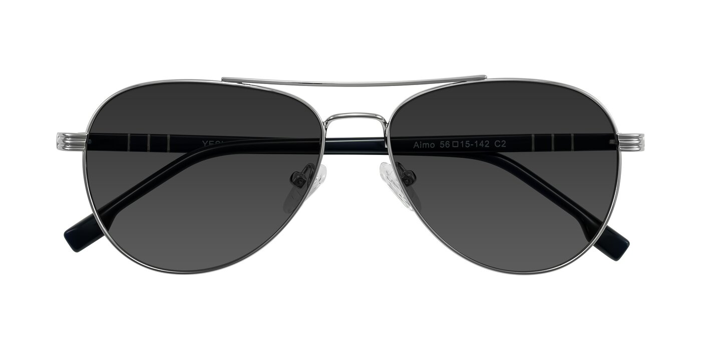 Aimo - Silver/Dark Blue Tinted Sunglasses