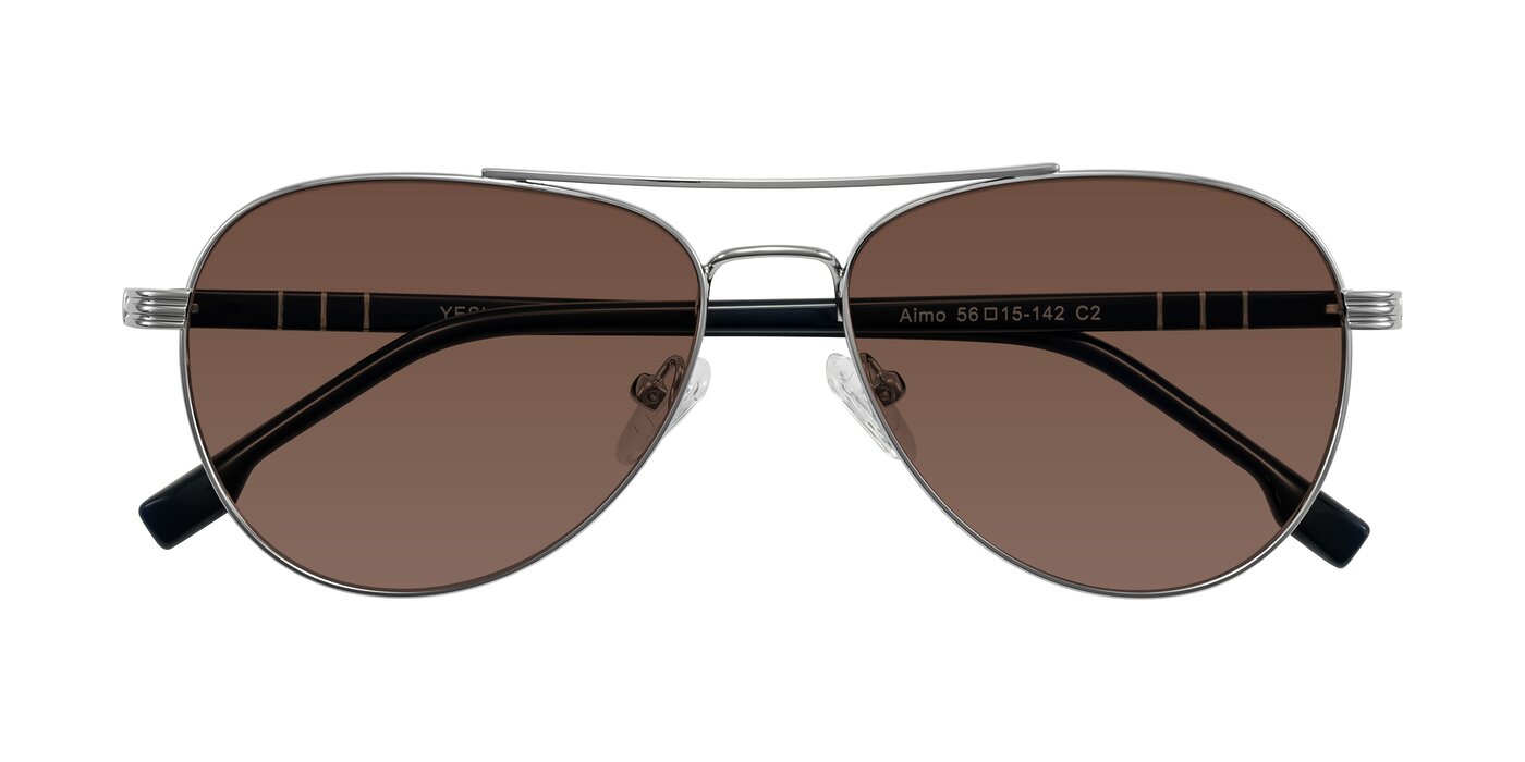 Aimo - Silver/Dark Blue Tinted Sunglasses