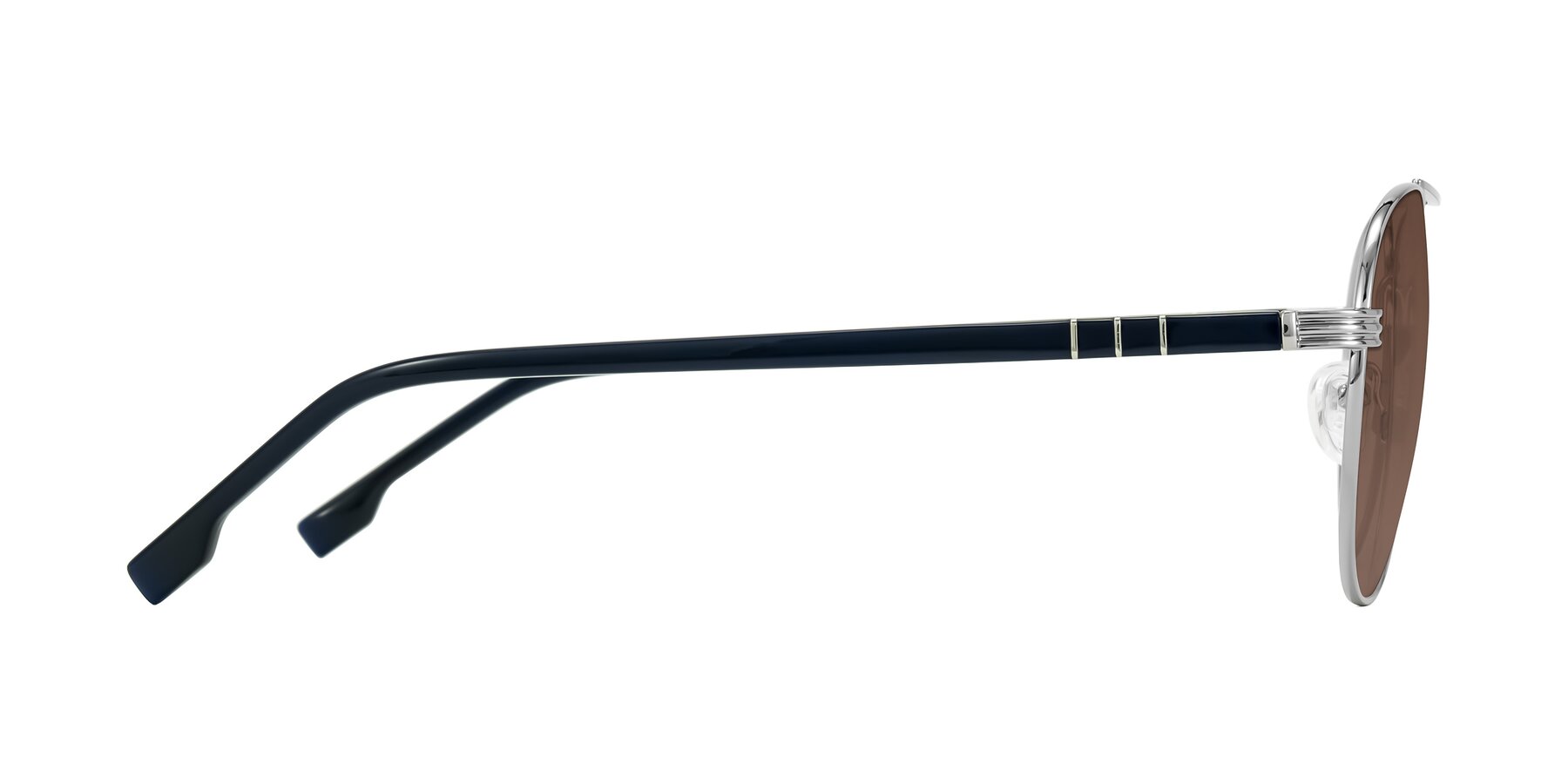 Side of Aimo in Silver/Dark Blue with Brown Tinted Lenses