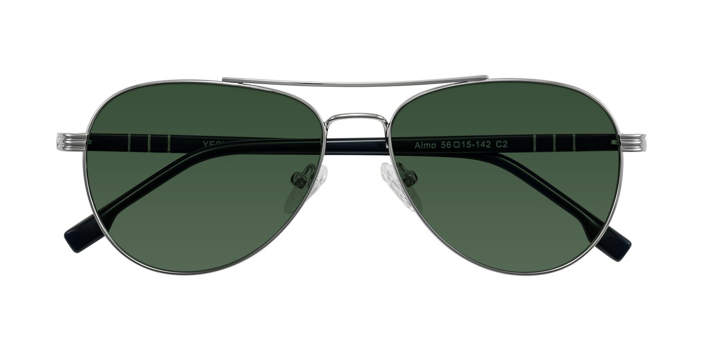 Aimo - Silver/Dark Blue Tinted Sunglasses
