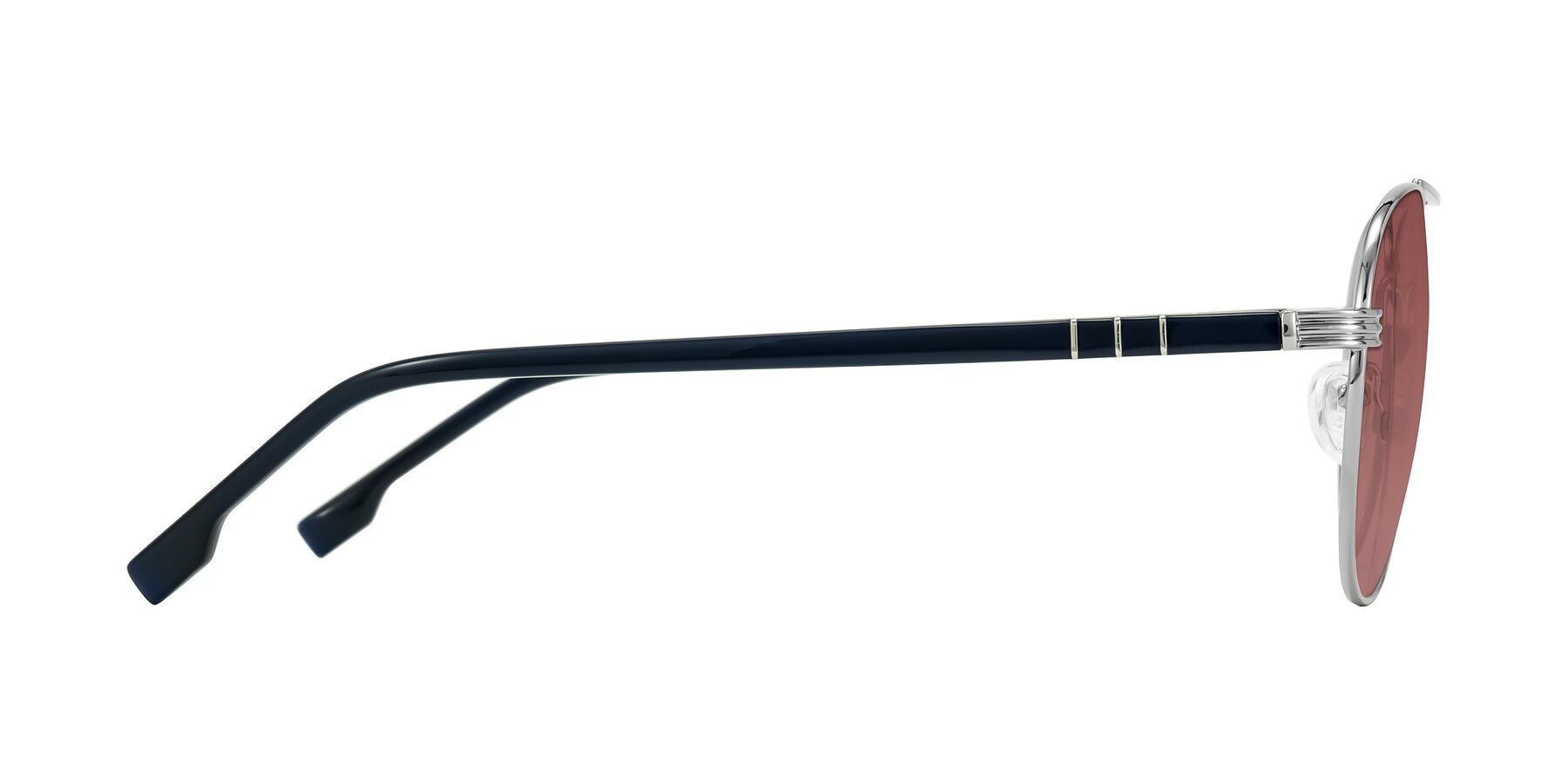 Side of Aimo in Silver/Dark Blue with Garnet Tinted Lenses