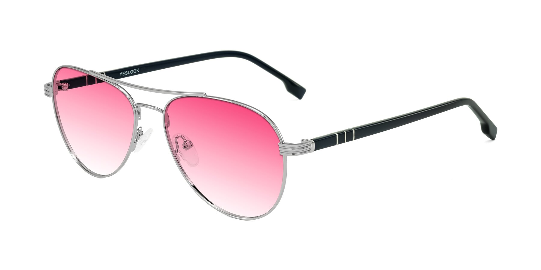 Angle of Aimo in Silver/Dark Blue with Pink Gradient Lenses