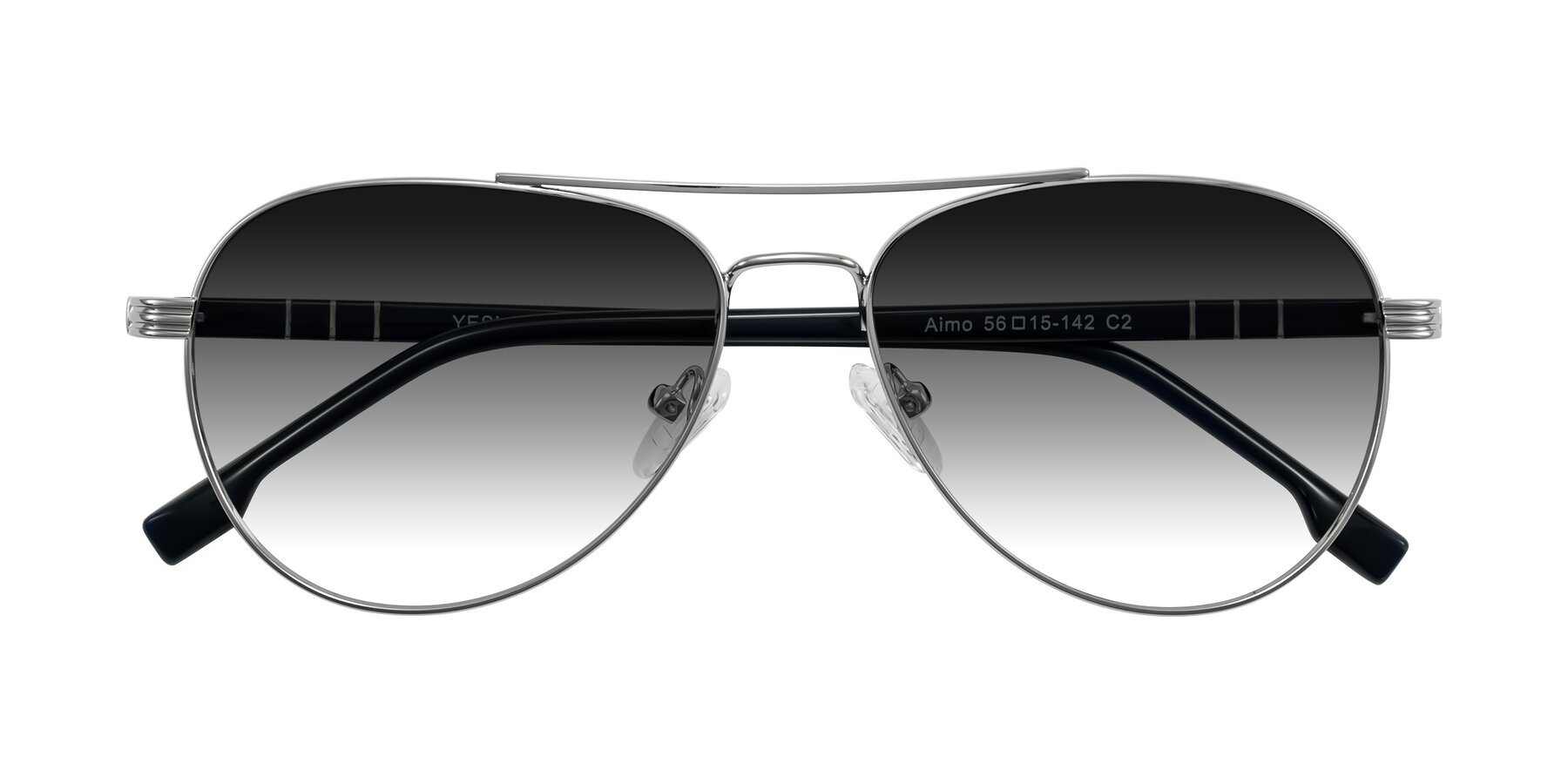 Folded Front of Aimo in Silver/Dark Blue with Gray Gradient Lenses