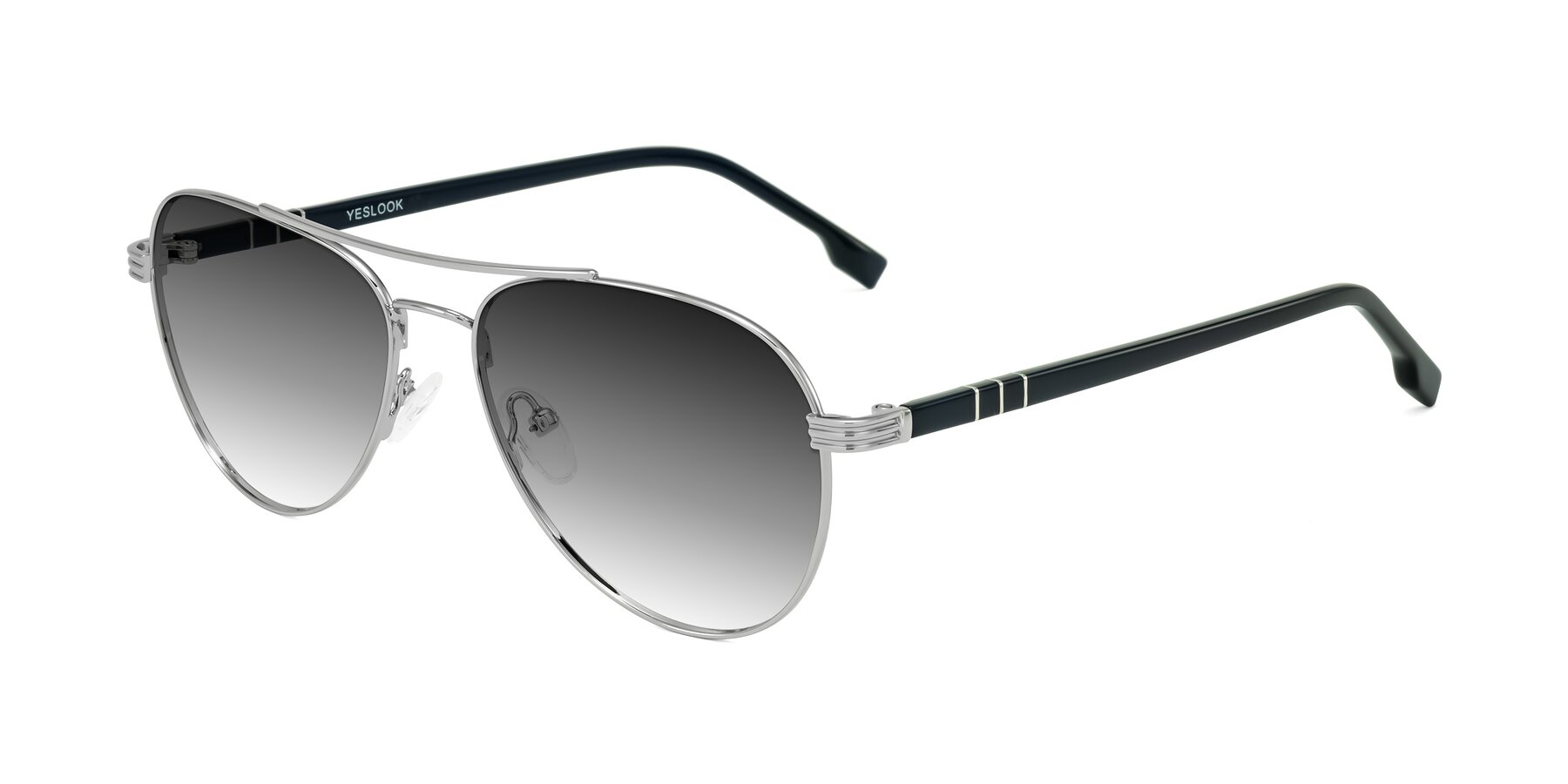 Angle of Aimo in Silver/Dark Blue with Gray Gradient Lenses