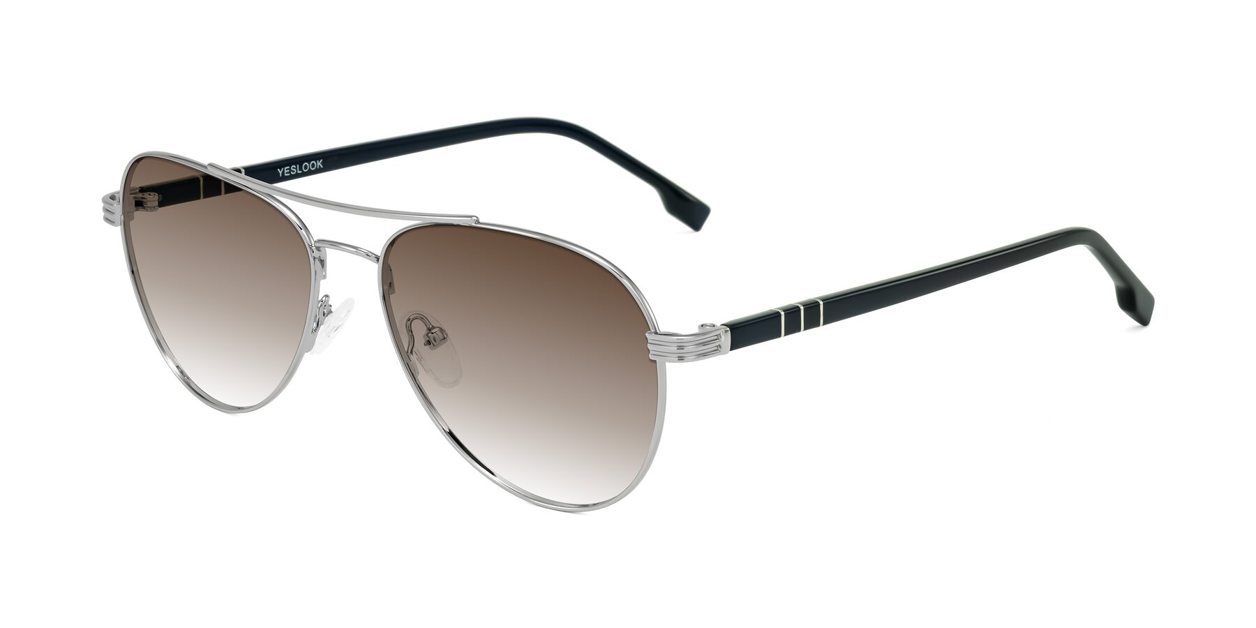 Angle of Aimo in Silver/Dark Blue with Brown Gradient Lenses