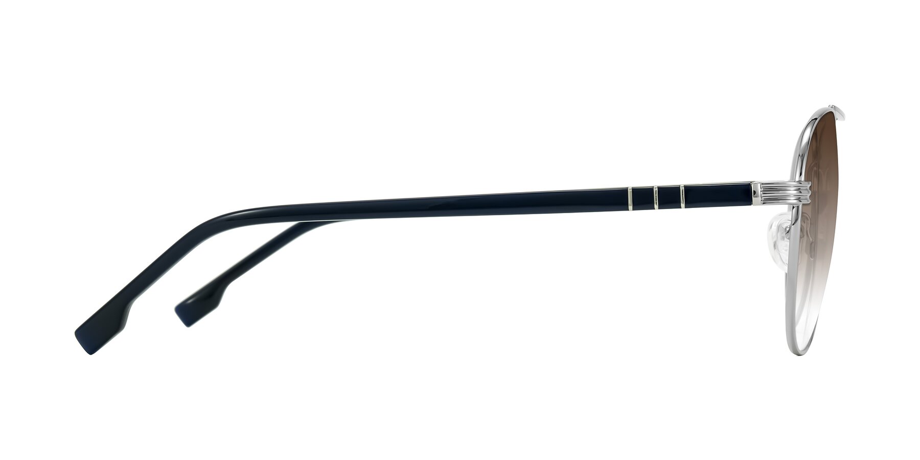Side of Aimo in Silver/Dark Blue with Brown Gradient Lenses