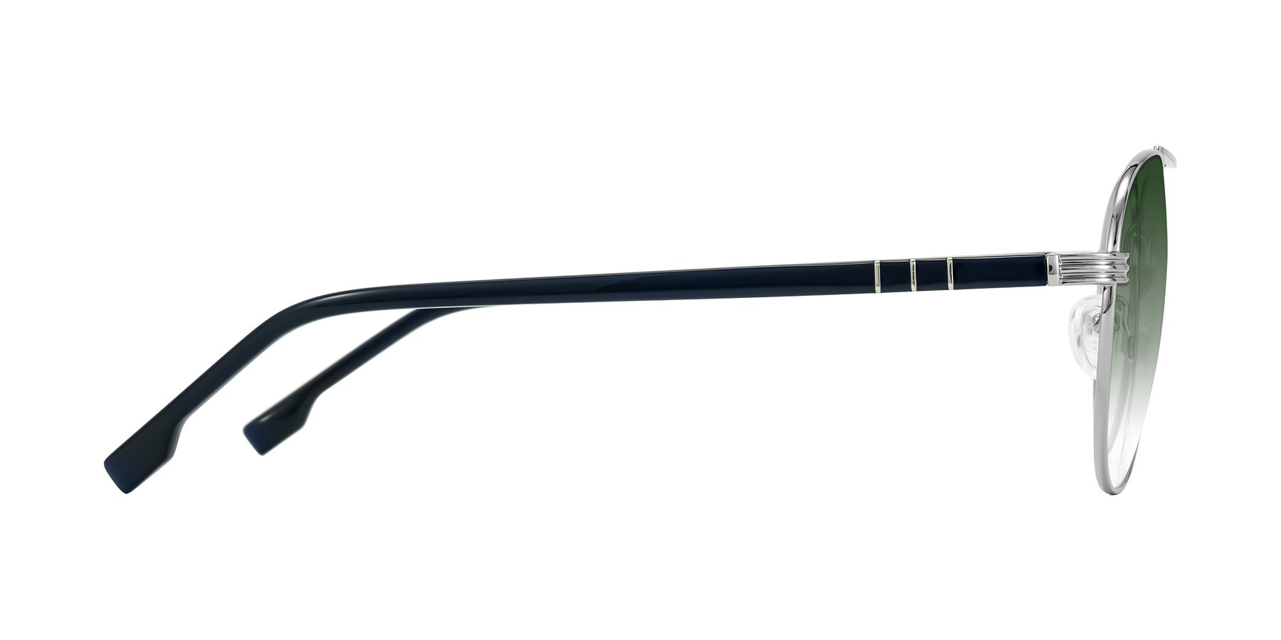 Side of Aimo in Silver/Dark Blue with Green Gradient Lenses