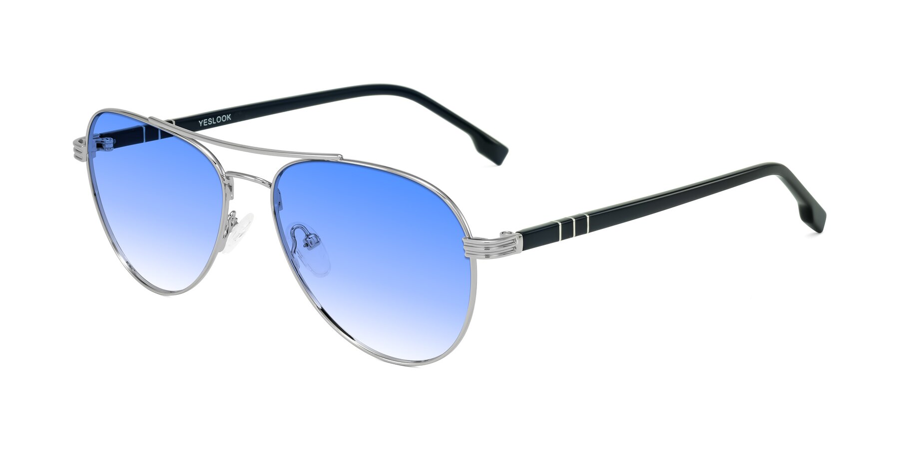 Angle of Aimo in Silver/Dark Blue with Blue Gradient Lenses