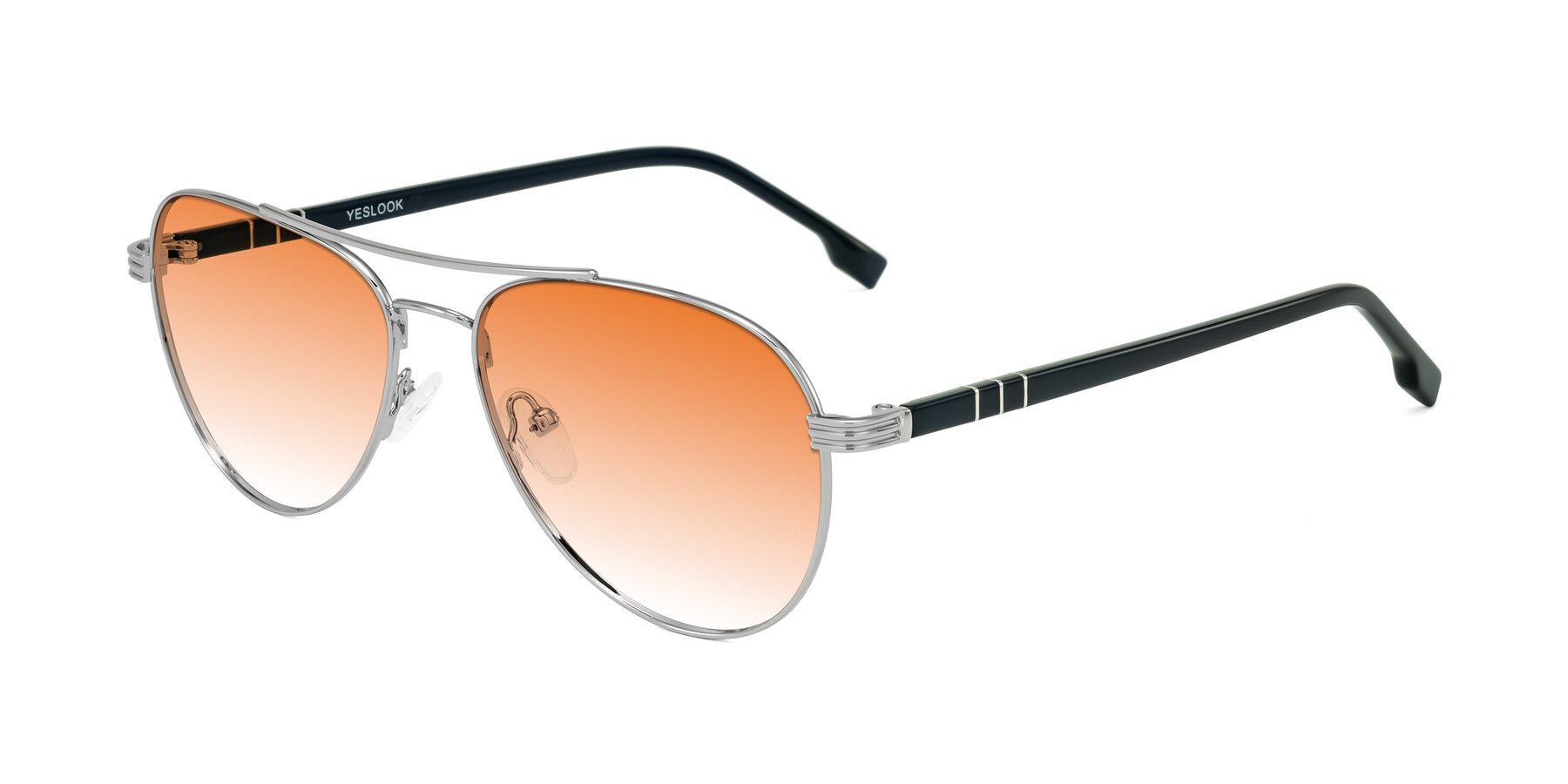Angle of Aimo in Silver/Dark Blue with Orange Gradient Lenses