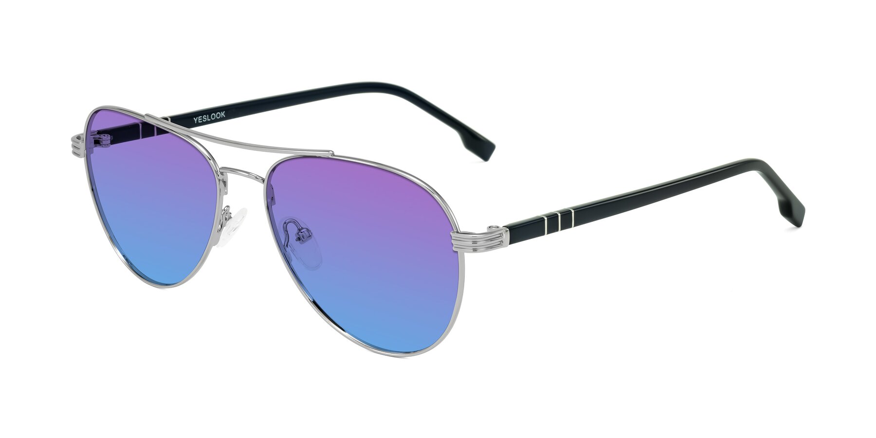 Angle of Aimo in Silver/Dark Blue with Purple / Blue Gradient Lenses