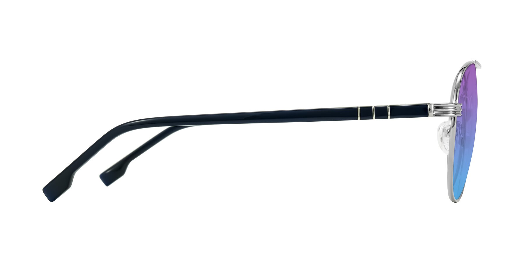 Side of Aimo in Silver/Dark Blue with Purple / Blue Gradient Lenses