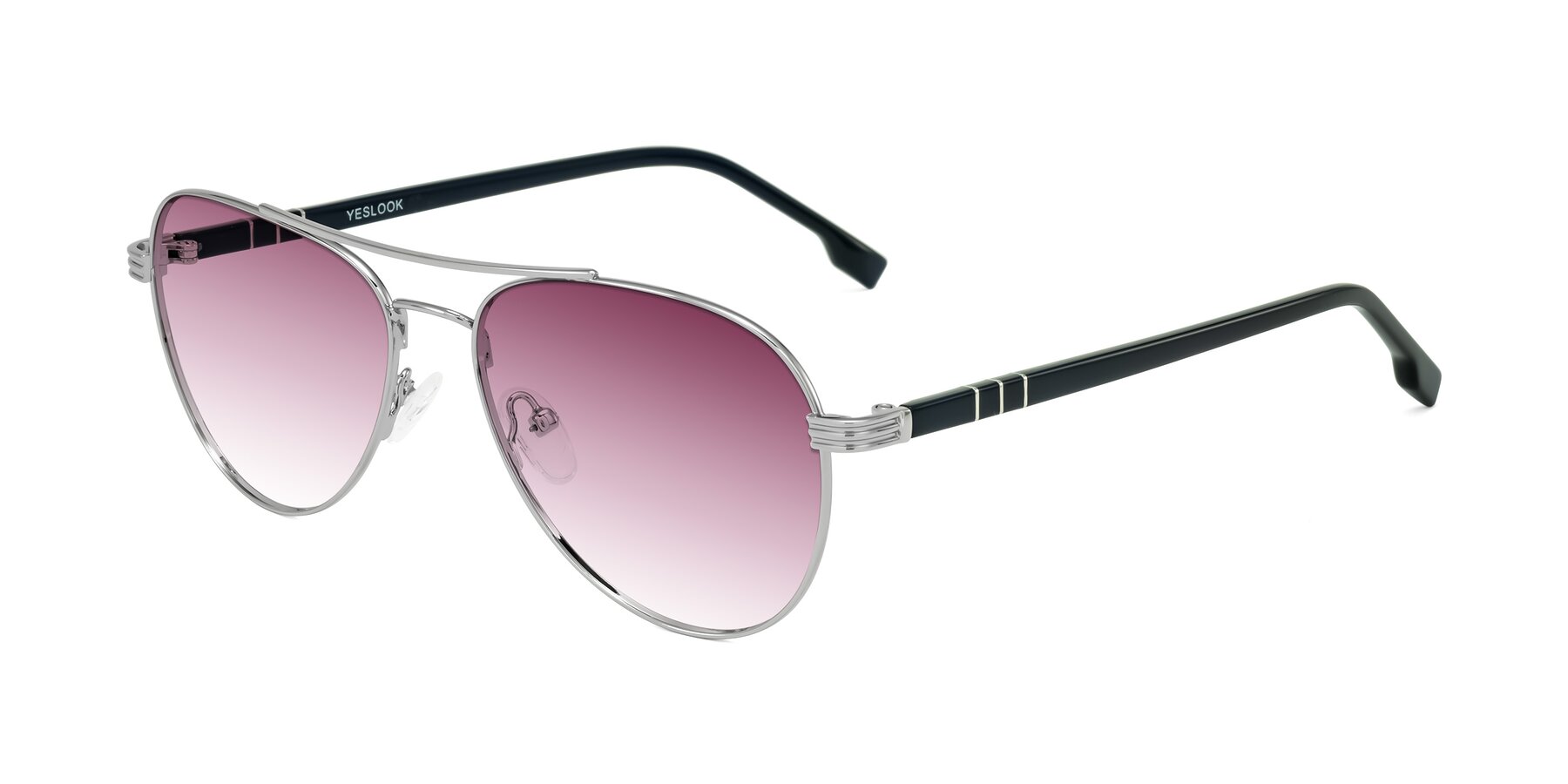 Angle of Aimo in Silver/Dark Blue with Wine Gradient Lenses