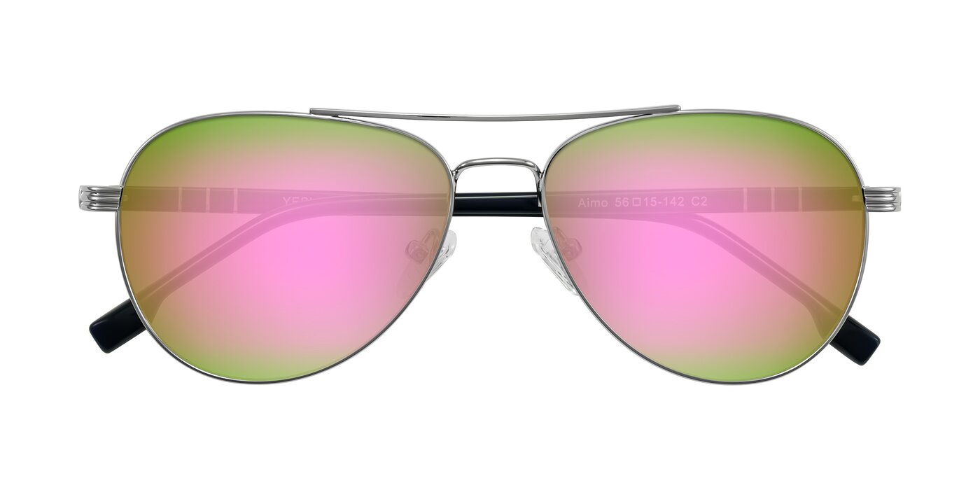 Aimo - Silver/Dark Blue Flash Mirrored Sunglasses
