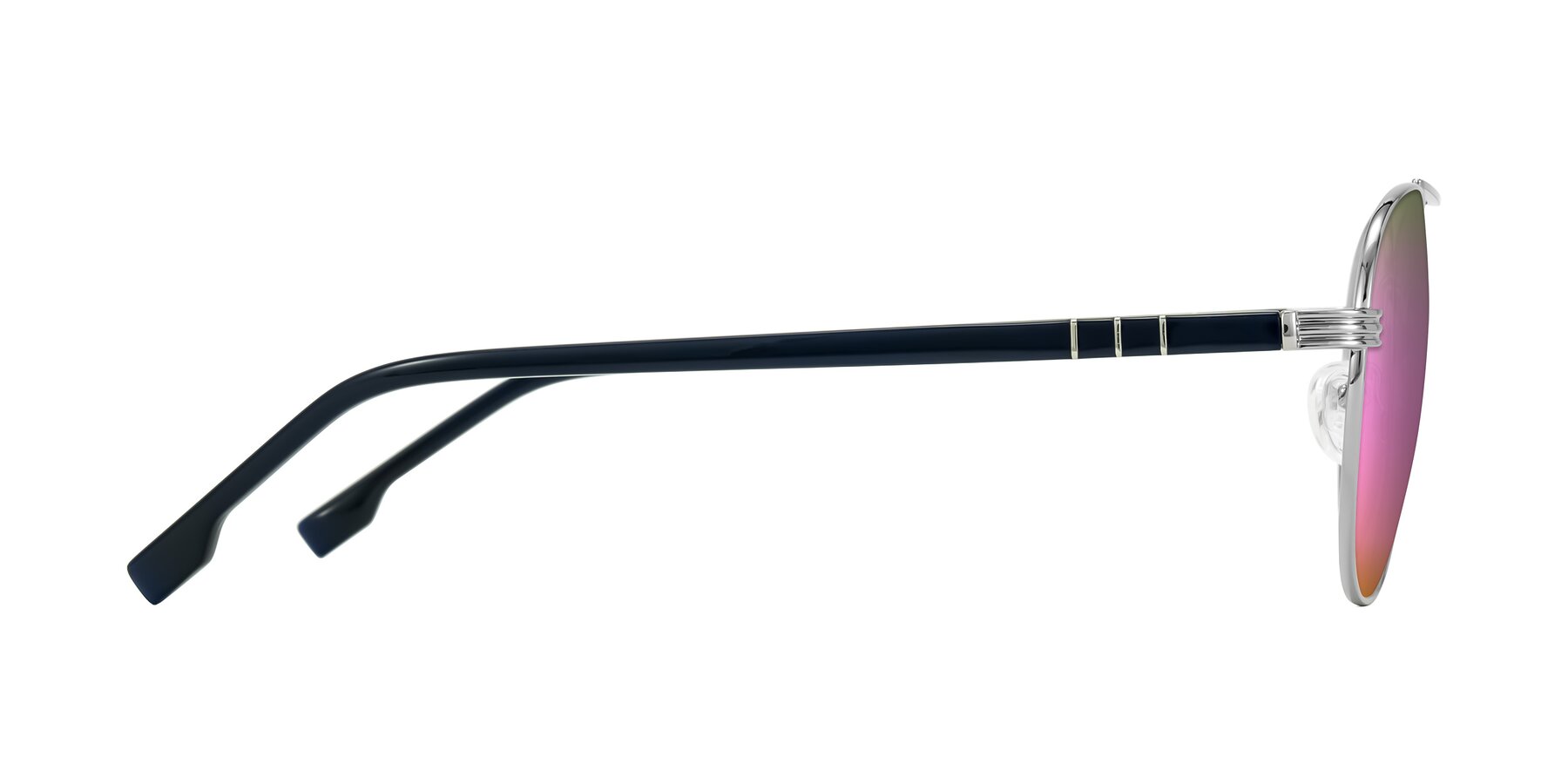 Side of Aimo in Silver/Dark Blue with Pink Mirrored Lenses