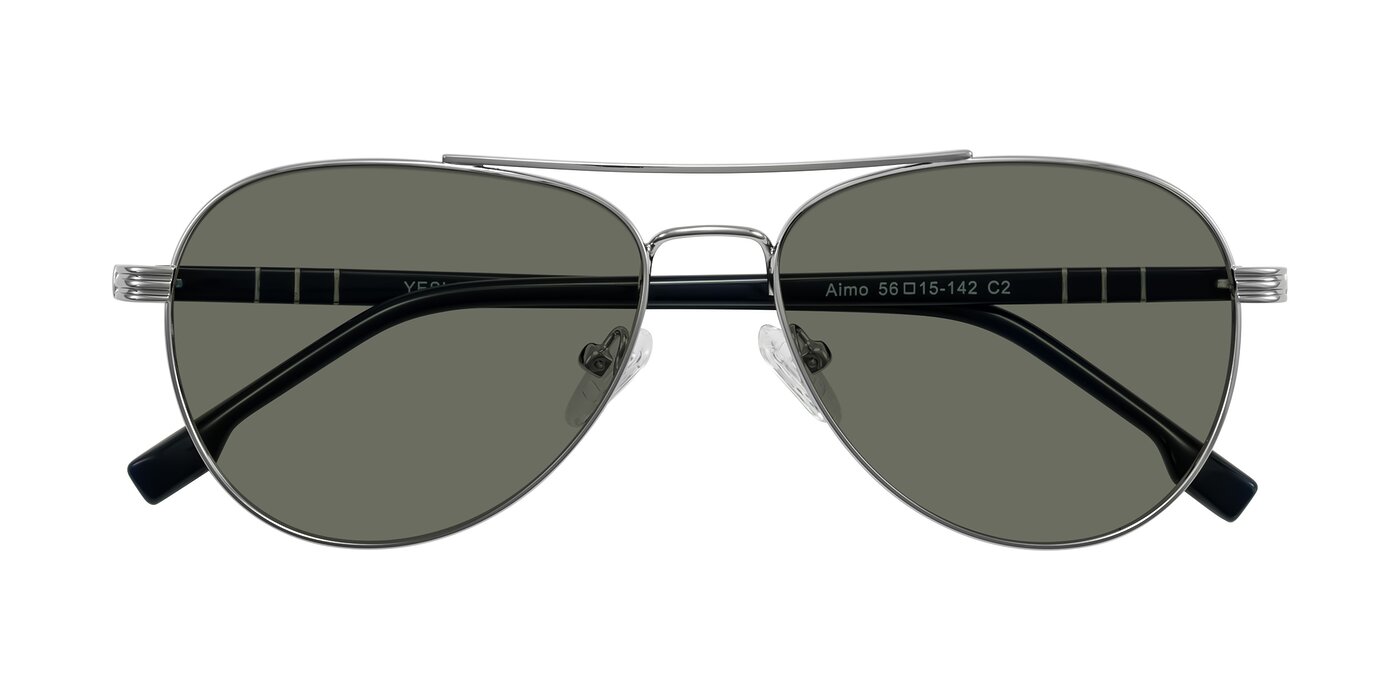 Aimo - Silver/Dark Blue Polarized Sunglasses