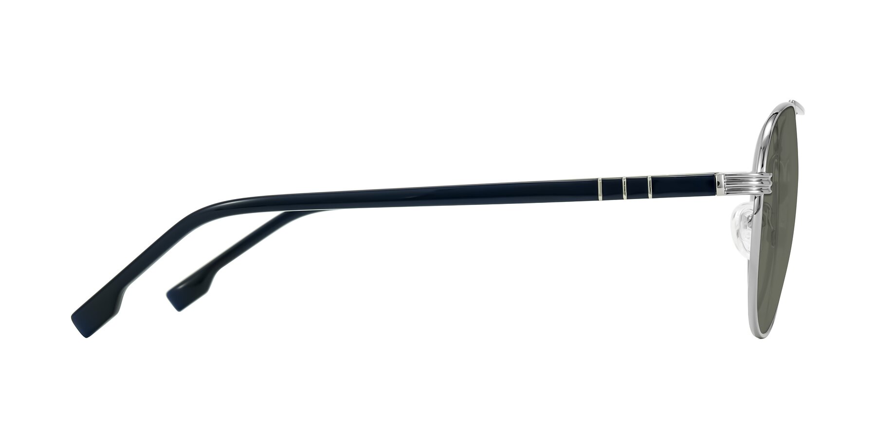 Side of Aimo in Silver/Dark Blue with Gray Polarized Lenses