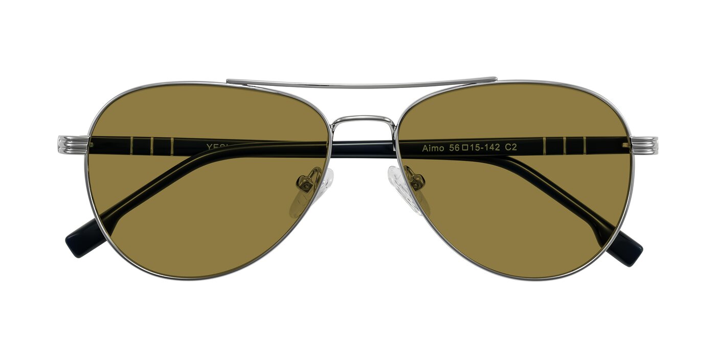 Aimo - Silver/Dark Blue Polarized Sunglasses