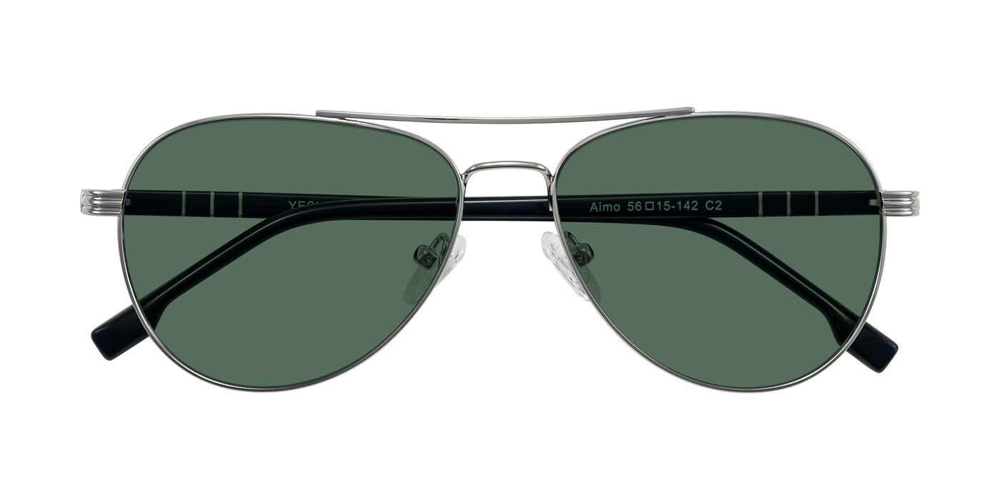 Aimo - Silver/Dark Blue Polarized Sunglasses