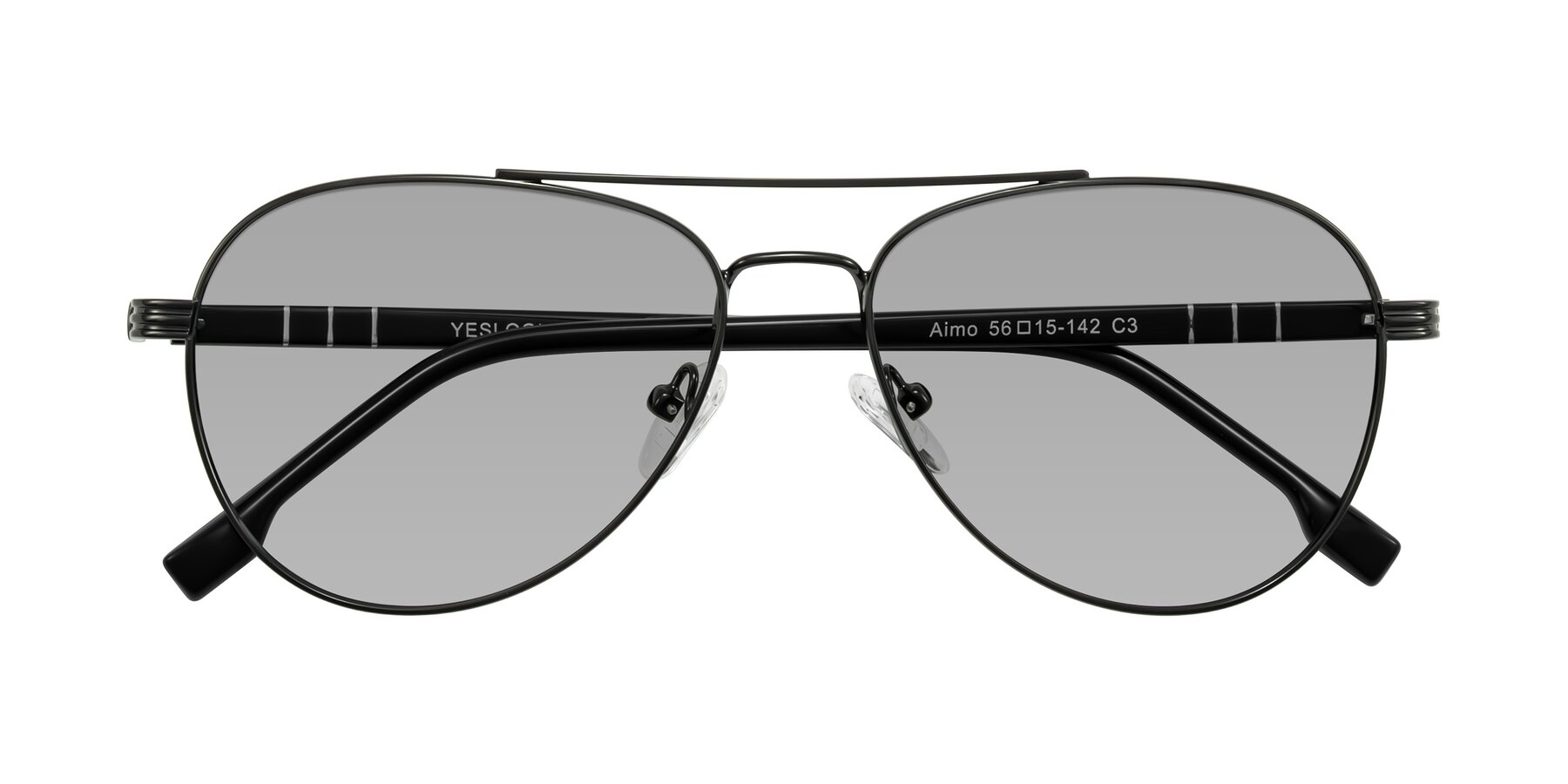 Folded Front of Aimo in Gunmetal/Black with Light Gray Tinted Lenses