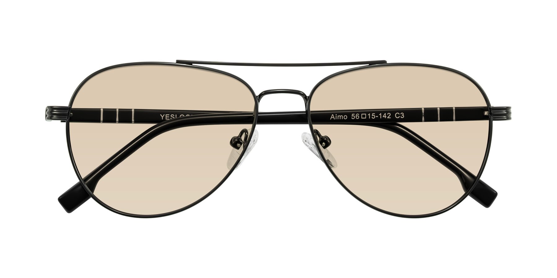 Folded Front of Aimo in Gunmetal/Black with Light Brown Tinted Lenses