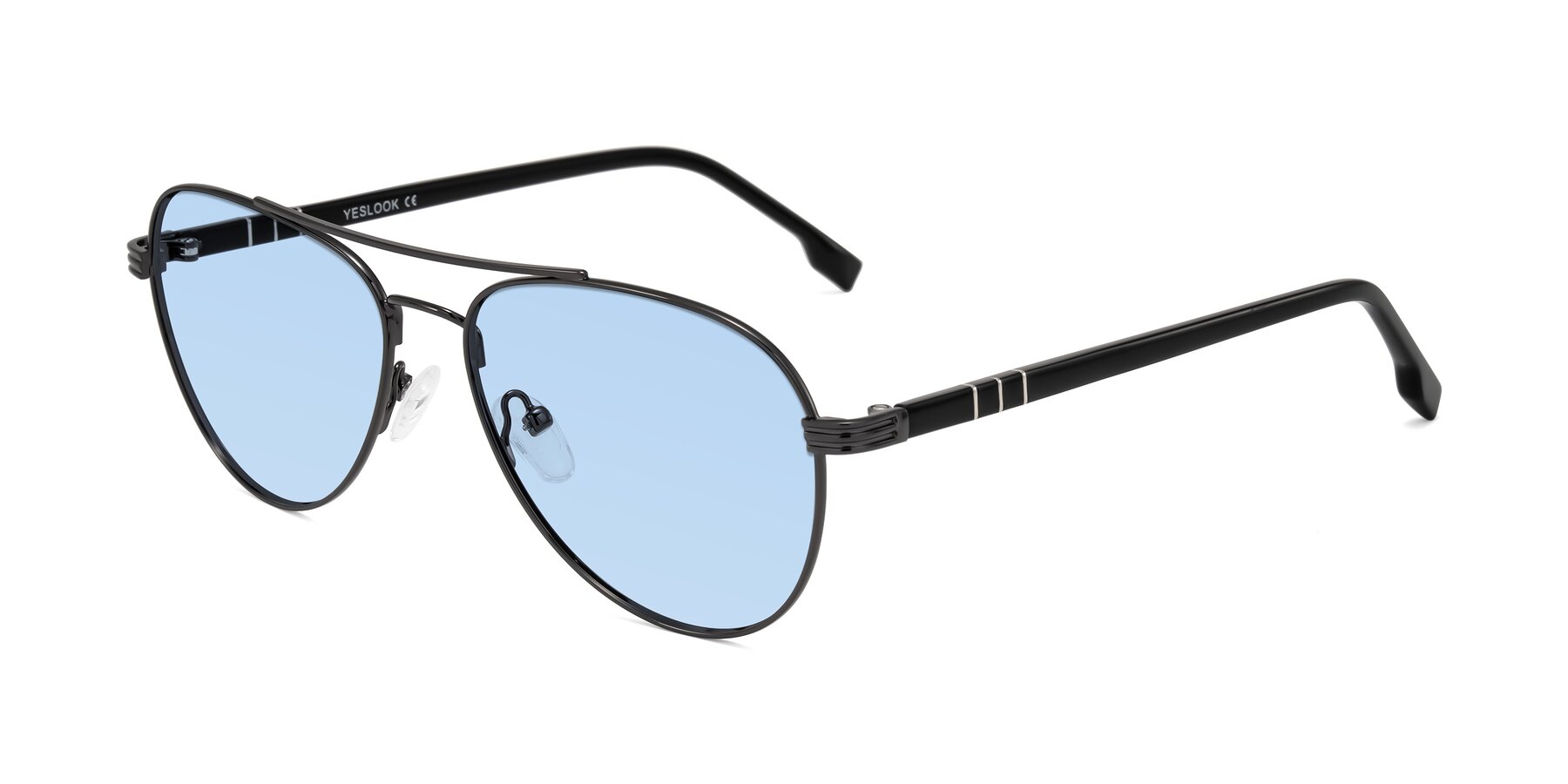 Angle of Aimo in Gunmetal/Black with Light Blue Tinted Lenses