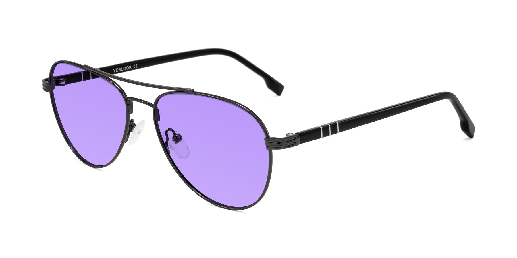 Angle of Aimo in Gunmetal/Black with Medium Purple Tinted Lenses