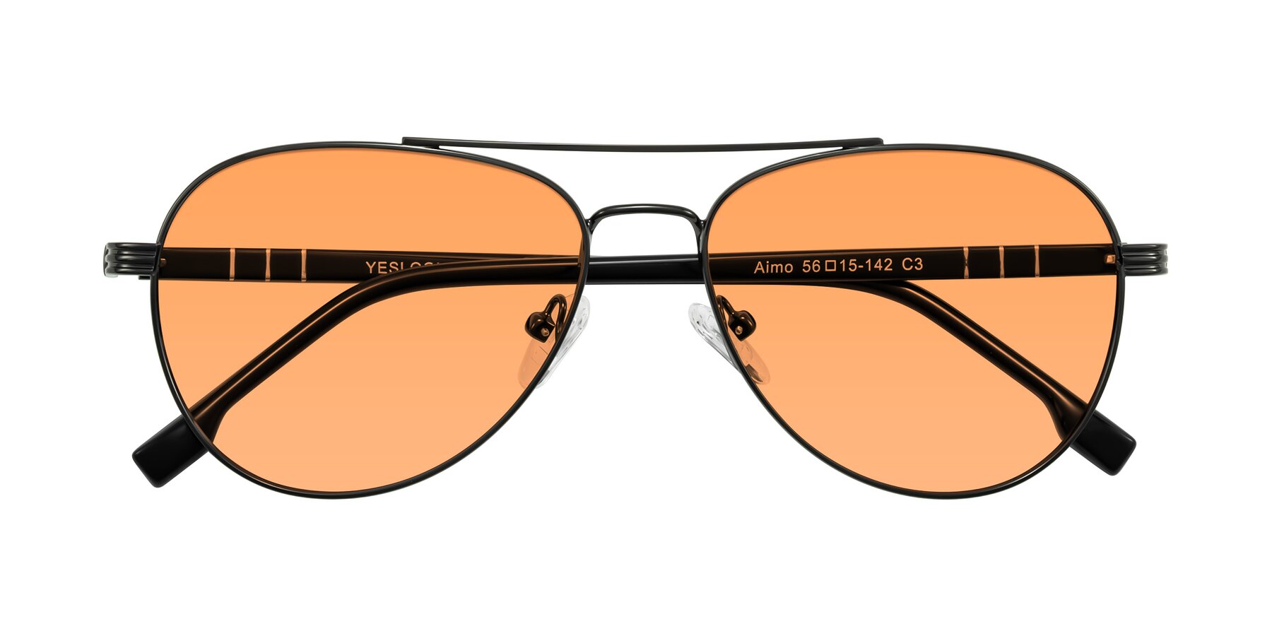 Folded Front of Aimo in Gunmetal/Black with Medium Orange Tinted Lenses