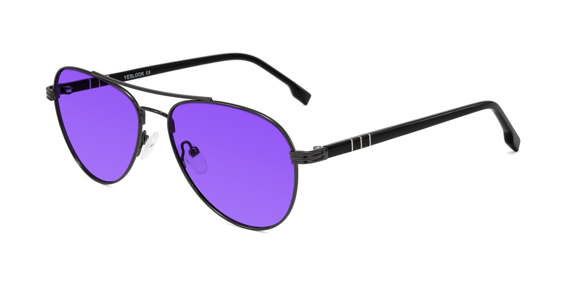 Angle of Aimo in Gunmetal/Black with Purple Tinted Lenses