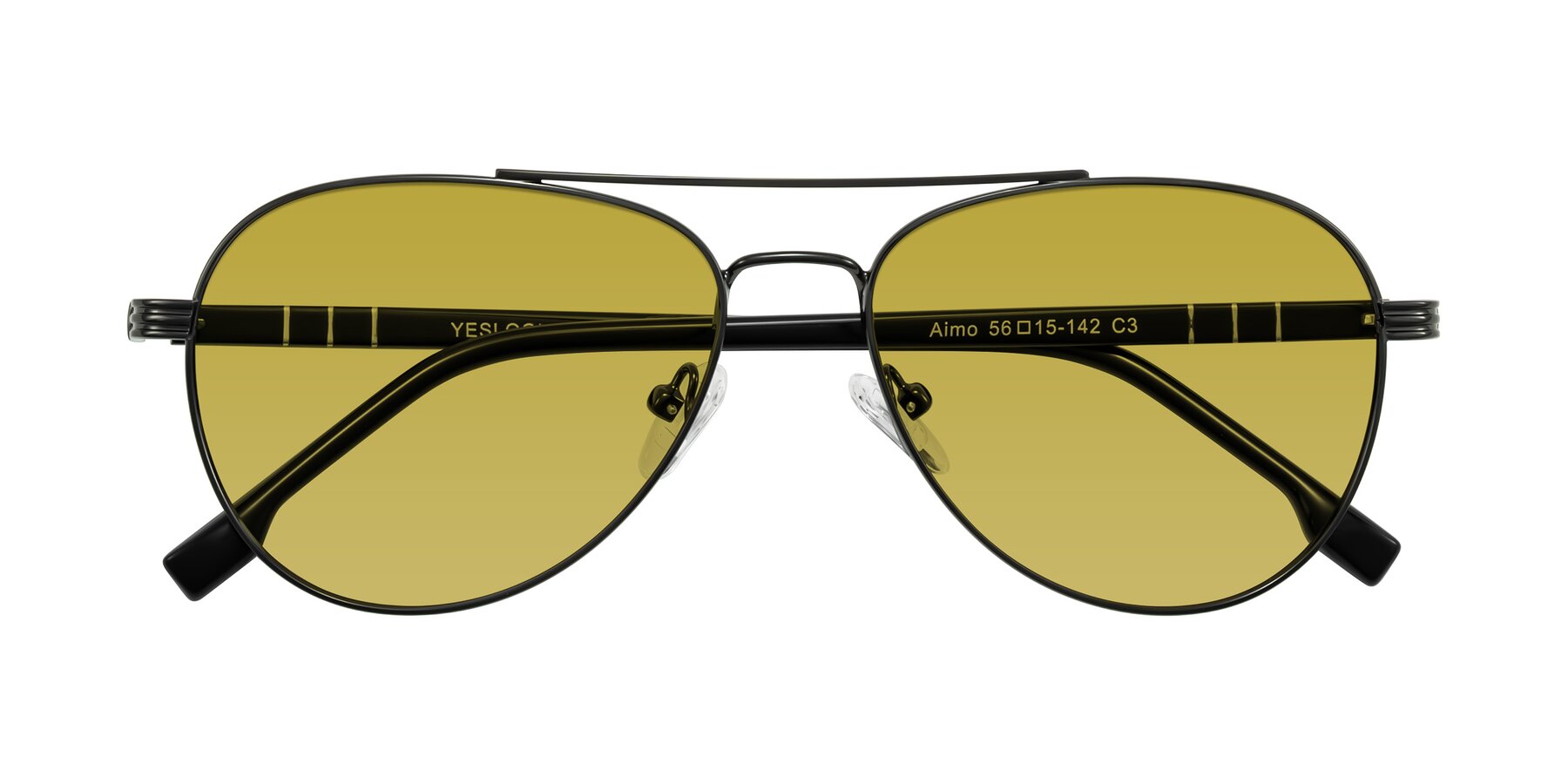 Folded Front of Aimo in Gunmetal/Black with Champagne Tinted Lenses