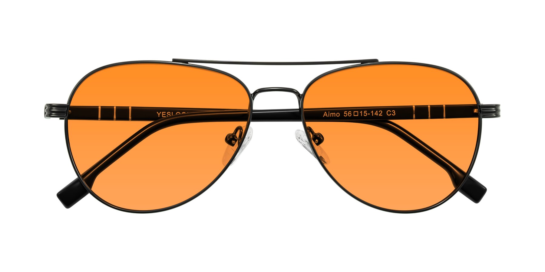 Folded Front of Aimo in Gunmetal/Black with Orange Tinted Lenses
