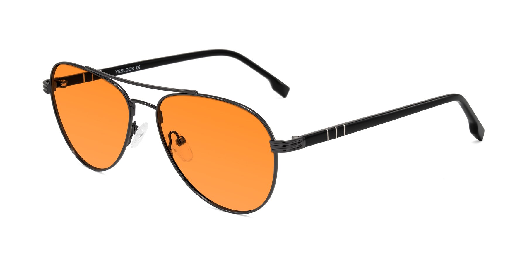 Angle of Aimo in Gunmetal/Black with Orange Tinted Lenses