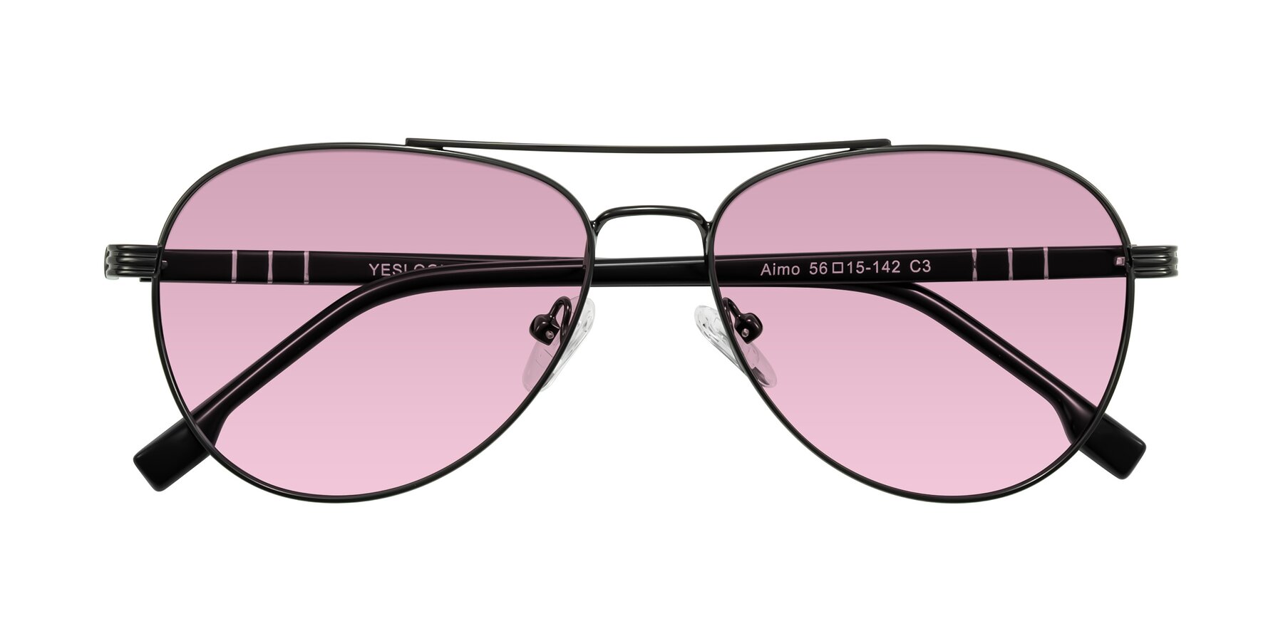 Folded Front of Aimo in Gunmetal/Black with Light Wine Tinted Lenses