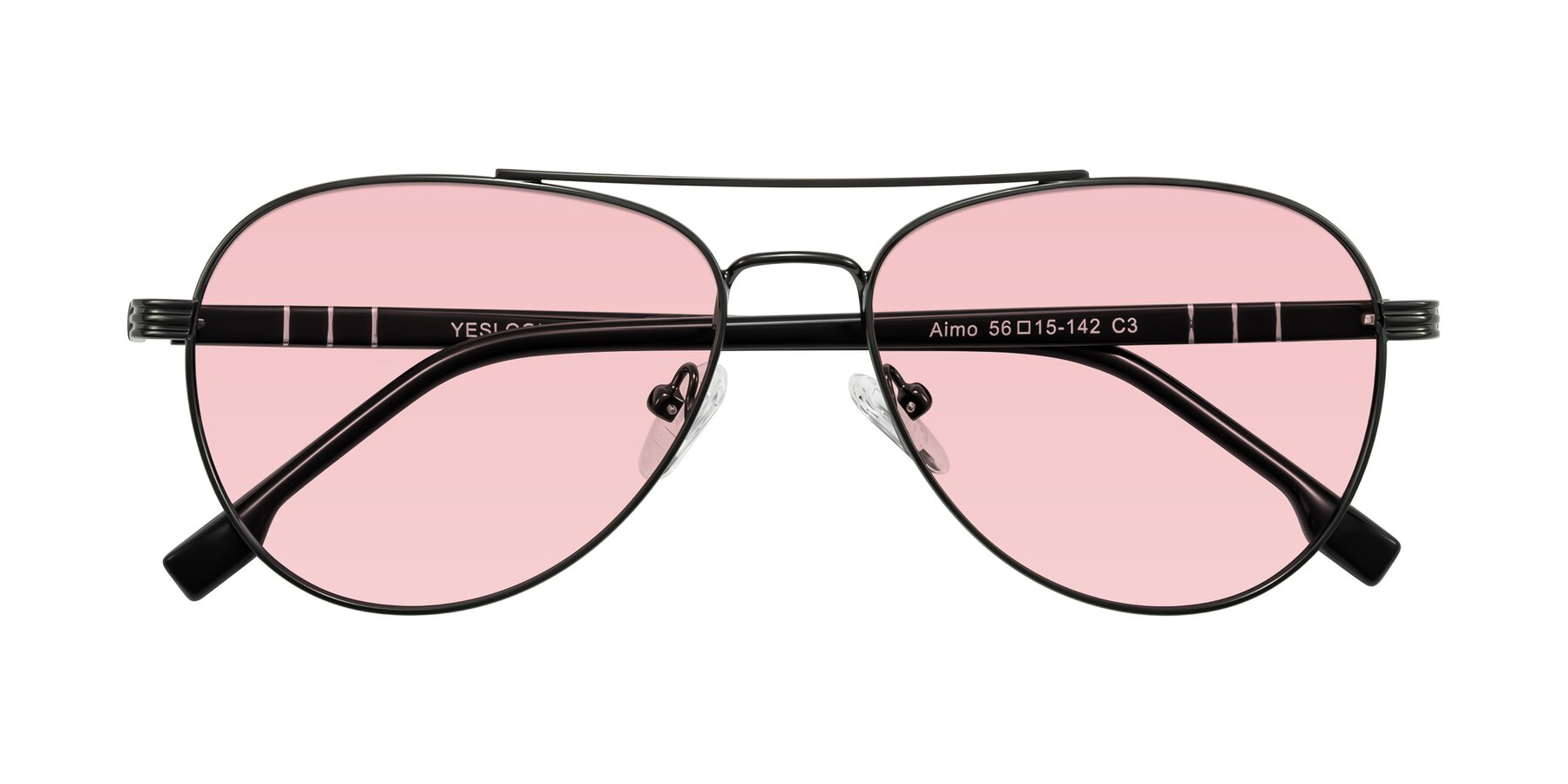 Folded Front of Aimo in Gunmetal/Black with Light Garnet Tinted Lenses