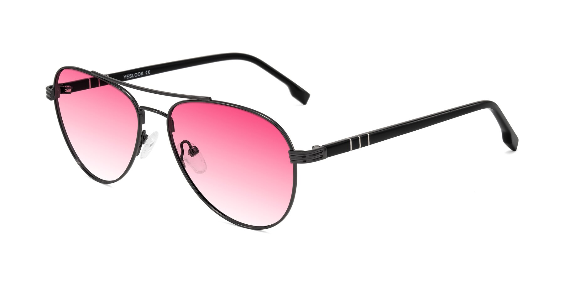 Angle of Aimo in Gunmetal/Black with Pink Gradient Lenses