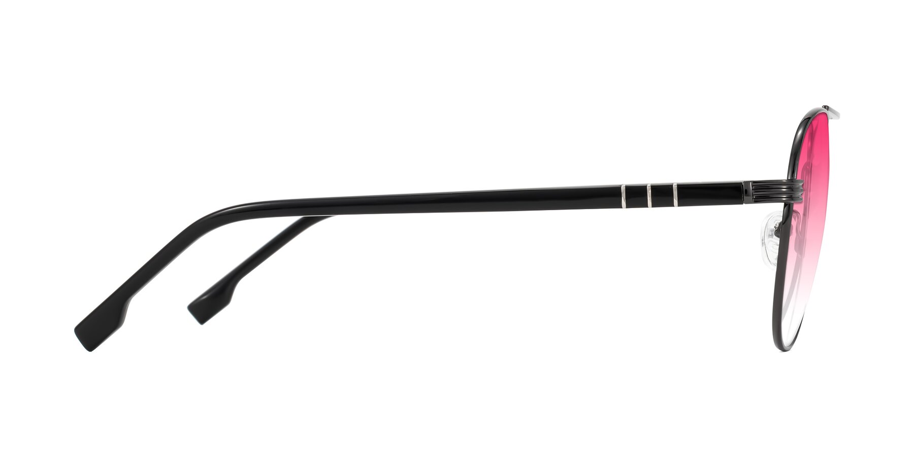 Side of Aimo in Gunmetal/Black with Pink Gradient Lenses